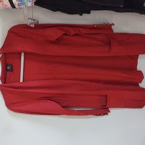 Long red cardigan